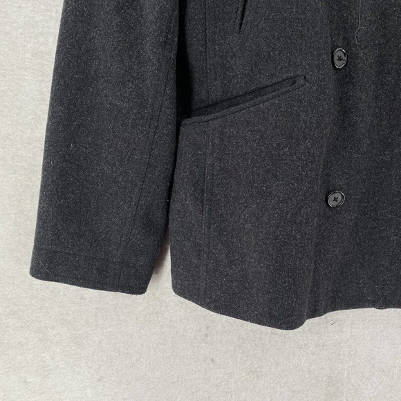J Crew Wool Cashmere Pea Coat Womens LARGE Gray Jacket Double Breasted - Picture 4 of 10